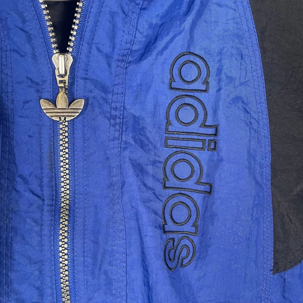 Vintage Adidas Originals Trefoil Hooded Windbreaker Jacket Men's M Blue Black